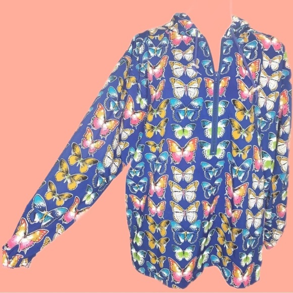 Duffel Jackets & Blazers - VNTG Butterfly Wind Breaker Hoody w/ Pockets! size XXL